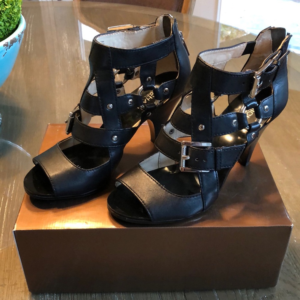 Michael Kors Black Leather Sandals